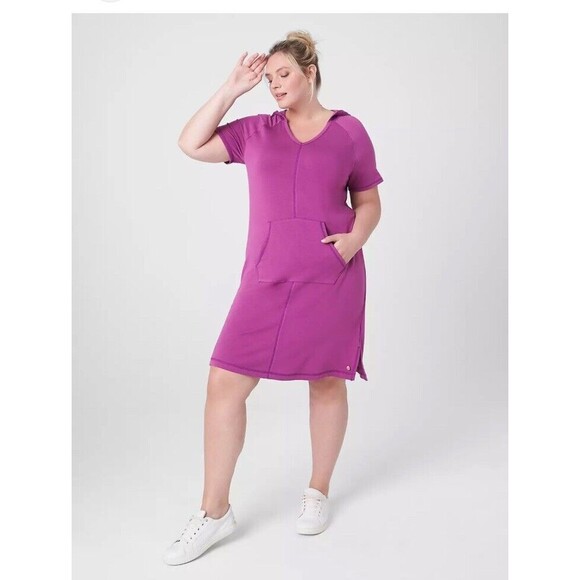Livi Active French Terry  Sweatshirt Hoodie Dress 14/16 Fuschia Pink Womens New - Picture 2 of 12